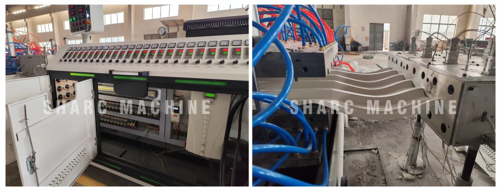 The trial run of the PVC hollow corrugated roofing Sheet making machine was a perfect success | SHARC PVC Hollow Corrugated Roofing Sheet Making Machine