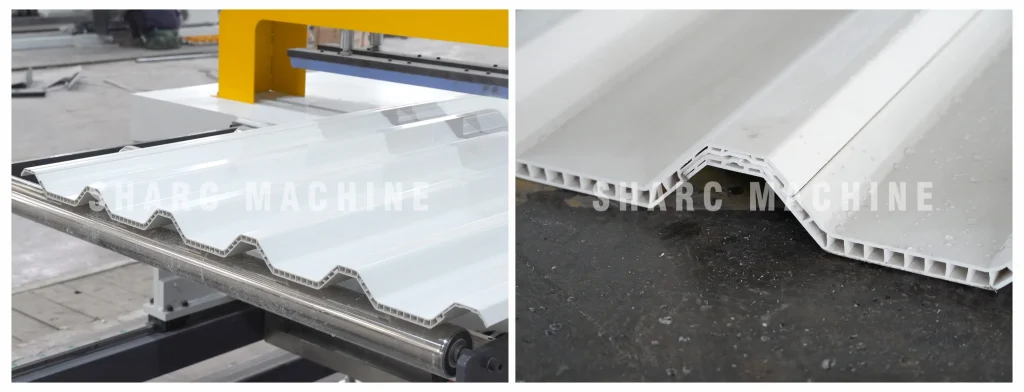 The trial run of the PVC hollow corrugated roofing Sheet making machine was a perfect success | SHARC PVC Hollow Corrugated Roofing Sheet Making Machine